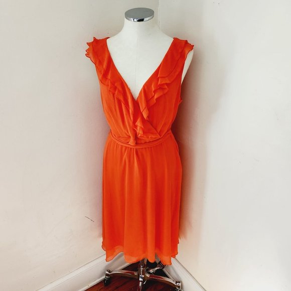 jonathan martin Dresses & Skirts - Jonathan Martin Orange Ruffle Dress Women's Size 14